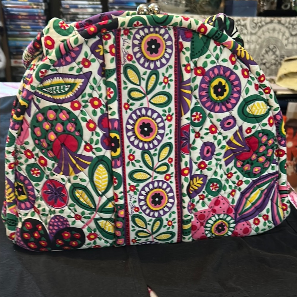 Vera Bradley Red and Pink Cosmetic Bag with Floral Paisley Design